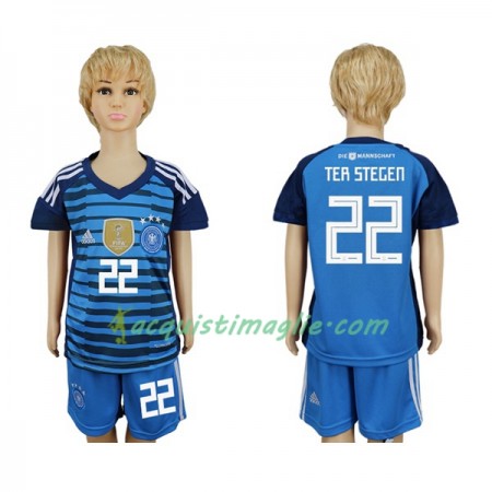 Divisa di Calcio Germania Ter Stegen 22 Portiere Bambino Prima Mondiali 2018